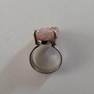 Rare Natural Pink Apophyllite .925 Sterling Silver Ring